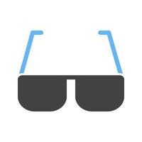 gafas de sol glifo icono azul y negro vector