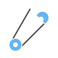 Open Safety Pin Glyph Blue and Black Icon vector