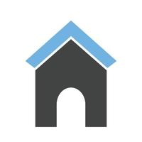 Dog House Glyph Blue and Black Icon vector