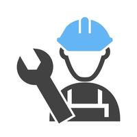 Mechanic Male Glyph Blue and Black Icon vector