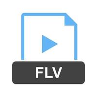 flv glifo icono azul y negro vector