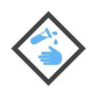 Corrosive Hazard Glyph Blue and Black Icon vector