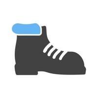 Camping Boot Glyph Blue and Black Icon vector