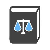 Law Book Glyph Blue and Black Icon vector