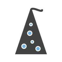 sombrero de cumpleaños glifo icono azul y negro vector