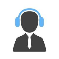 Customer Listening Glyph Blue and Black Icon vector