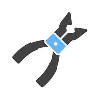 Pliers Glyph Blue and Black Icon vector