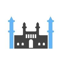 Castle Glyph Blue and Black Icon vector