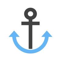 Anchor Glyph Blue and Black Icon vector
