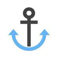 Anchor Glyph Blue and Black Icon vector