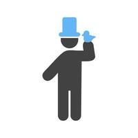 Magician with Dove Glyph Blue and Black Icon vector