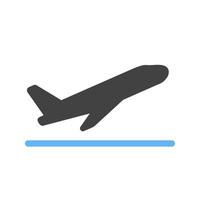 Flight Takeoff Glyph Blue and Black Icon vector