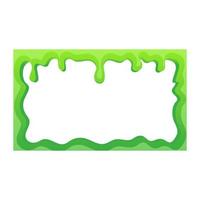 gota de líquido de fondo de vector de marco de limo. pintura goteo verde diseño aislado blanco. salpicadura de gota de halloween y pancarta pegajosa sucia y desordenada. textura de forma viscosa y punto de salpicadura. dibujos animados de borde de mancha