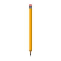 School pencil design vector illustration write tool art isolated white icon. Equipment pencil with eraser yellow color simple sign. Stationery supply wooden instrument drawing icon tool element work