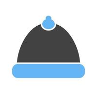 gorra de navidad glifo icono azul y negro vector