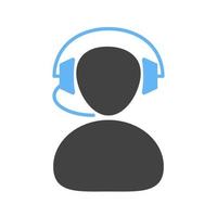 Call Center Agent Glyph Blue and Black Icon vector