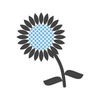 girasoles glifo icono azul y negro vector