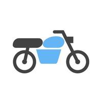 motocicleta glifo icono azul y negro vector