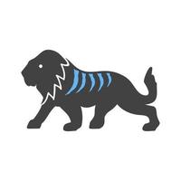 Lion Glyph Blue and Black Icon vector