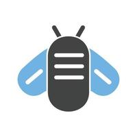 Bee Glyph Blue and Black Icon vector