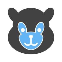 Panda Face Glyph Blue and Black Icon vector