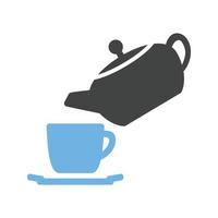 Pour Tea Glyph Blue and Black Icon vector