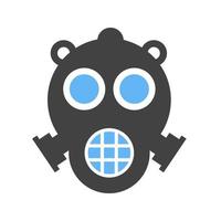 máscara de oxígeno glifo icono azul y negro vector