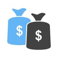 Money Bags Glyph Blue and Black Icon vector