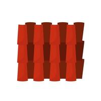 Tiled rood house vector icon pattern building ceramic cover. Seamless repeat row clay. Terracotta wavy orange waterproof