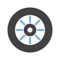 Wheel Glyph Blue and Black Icon vector