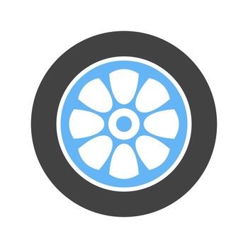 neumáticos de goma glifo icono azul y negro vector