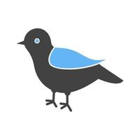 pájaro glifo icono azul y negro vector