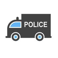 furgoneta de policía glifo icono azul y negro vector