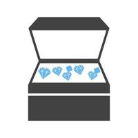 Open Treasure Box Glyph Blue and Black Icon vector