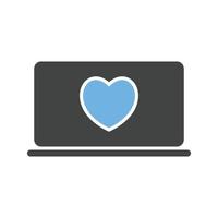 Heart Glyph Blue and Black Icon vector