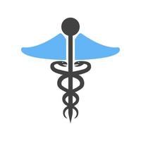 cuidado de la salud glifo icono azul y negro vector