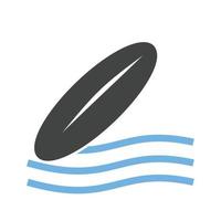 Surfing Glyph Blue and Black Icon vector