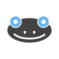 cara de rana glifo icono azul y negro vector