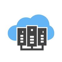 Cloud Computing Glyph Blue and Black Icon vector