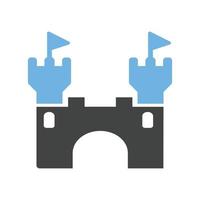 castillo ii glifo icono azul y negro vector