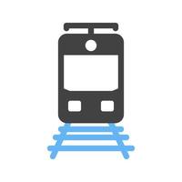 vías de tren glifo icono azul y negro vector