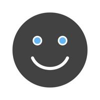 cliente feliz glifo icono azul y negro vector