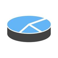 3D Pie Chart Glyph Blue and Black Icon vector