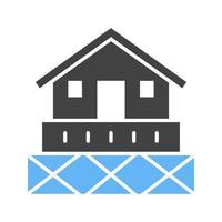 casa glifo icono azul y negro vector