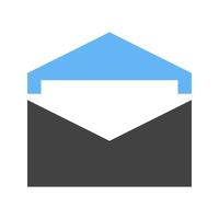 Open Envelope II Glyph Blue and Black Icon vector