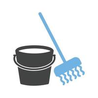 Mopping Glyph Blue and Black Icon vector