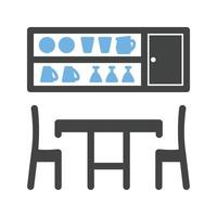 comedor glifo icono azul y negro vector