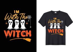 I'm With The Witch Funny Halloween T-Shirt vector