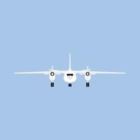 Plane travel transportation vector airliner front view. Flat business aviation transport isolated