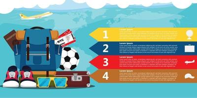 Travel infographic vector airplane illustration concept background. Business tourism set journey vacation. Holiday banner information chart. Leisure baggage booking report